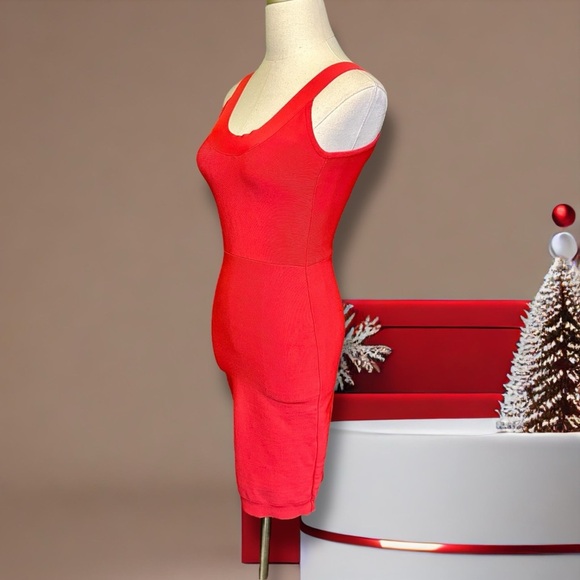 BCBGMaxAzria Bright Red Sleeveless Bandage / Bodycon Style Mini Dress Size XS - Picture 4 of 12